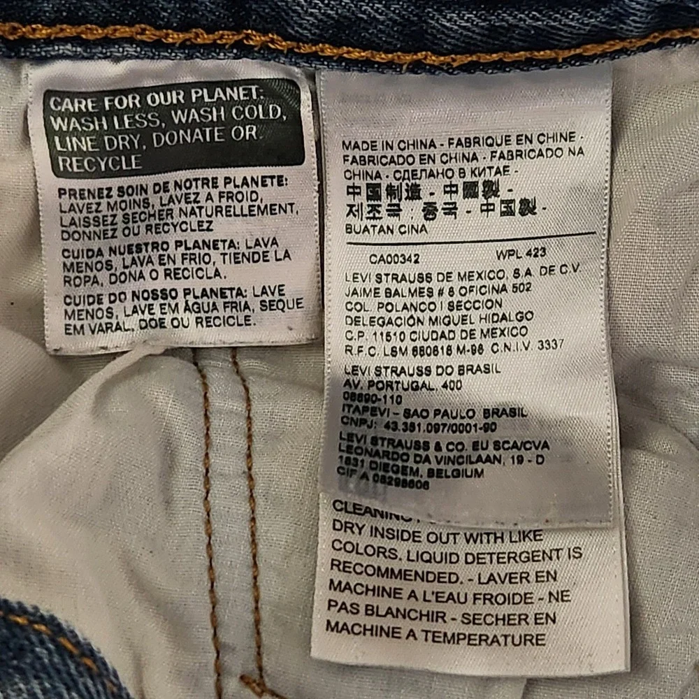 Levis 501 Long Shorts Womens 31 Blue Premium Denim High Rise Button Fly Cuffed